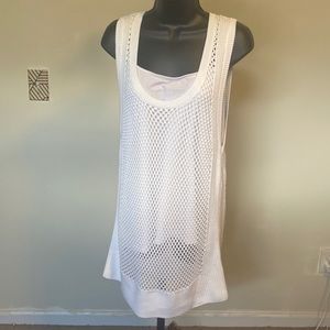 NWT BANANA REPUBLIC WOMEN’S WHITE SLEEVELESS KNIT SWEATER MESH TOP